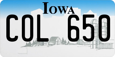 IA license plate COL650