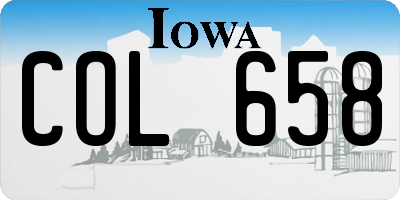 IA license plate COL658