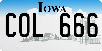 IA license plate COL666