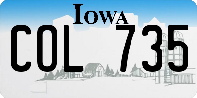IA license plate COL735