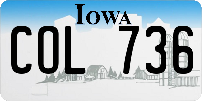 IA license plate COL736
