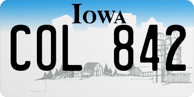 IA license plate COL842