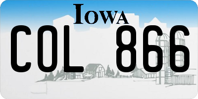 IA license plate COL866