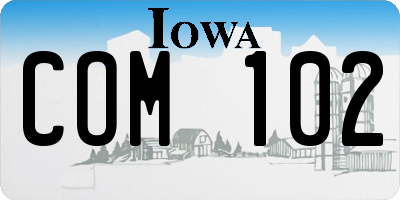 IA license plate COM102