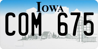IA license plate COM675