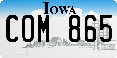 IA license plate COM865