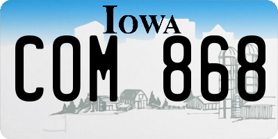 IA license plate COM868