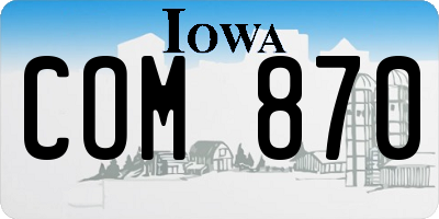 IA license plate COM870