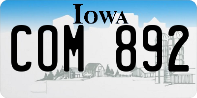 IA license plate COM892