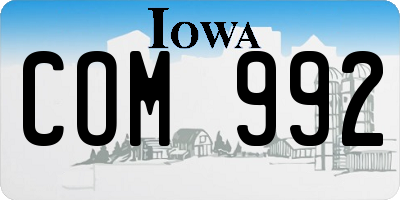 IA license plate COM992
