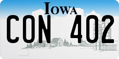 IA license plate CON402