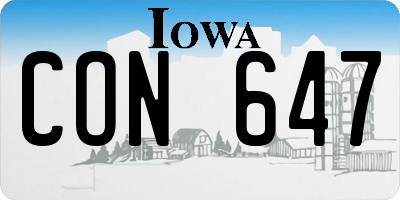IA license plate CON647