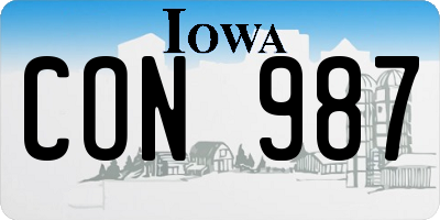 IA license plate CON987