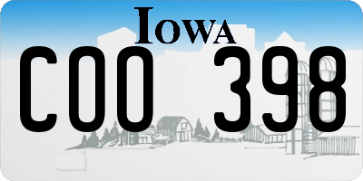 IA license plate COO398