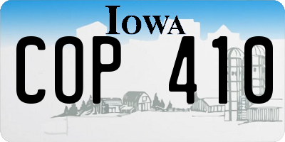 IA license plate COP410
