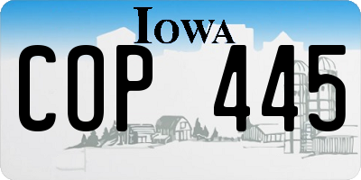 IA license plate COP445