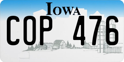 IA license plate COP476