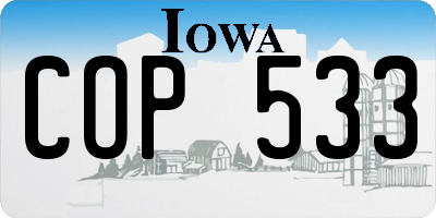 IA license plate COP533