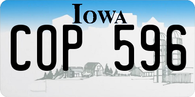 IA license plate COP596