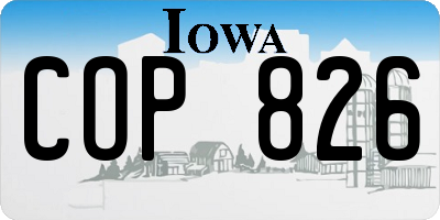 IA license plate COP826