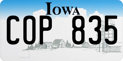IA license plate COP835