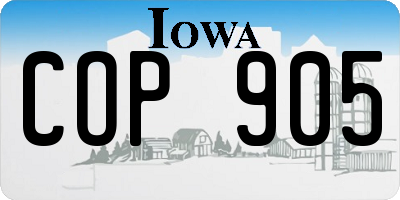 IA license plate COP905