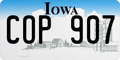 IA license plate COP907
