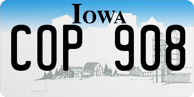 IA license plate COP908