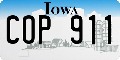 IA license plate COP911