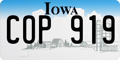IA license plate COP919