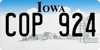 IA license plate COP924
