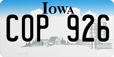 IA license plate COP926