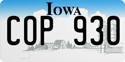 IA license plate COP930