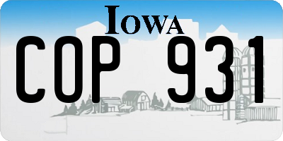 IA license plate COP931