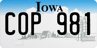 IA license plate COP981