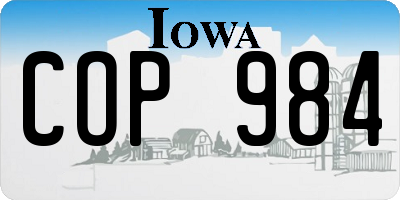 IA license plate COP984