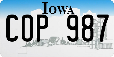IA license plate COP987