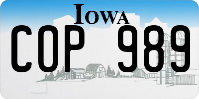 IA license plate COP989