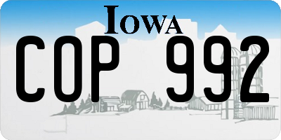IA license plate COP992