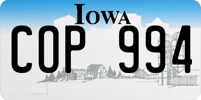 IA license plate COP994