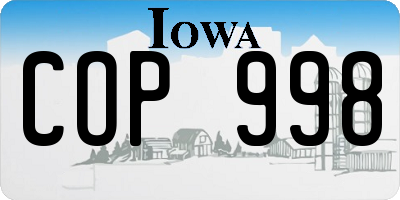 IA license plate COP998