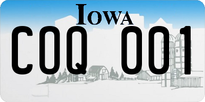 IA license plate COQ001