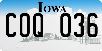 IA license plate COQ036