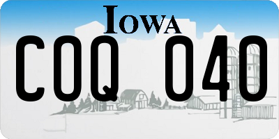 IA license plate COQ040