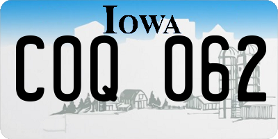 IA license plate COQ062