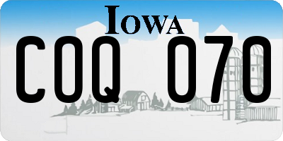 IA license plate COQ070