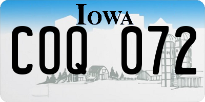 IA license plate COQ072