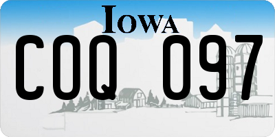 IA license plate COQ097
