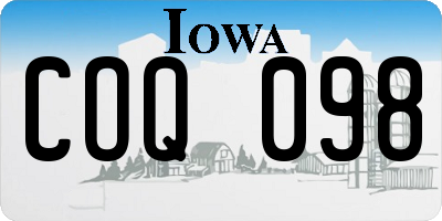 IA license plate COQ098