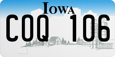 IA license plate COQ106